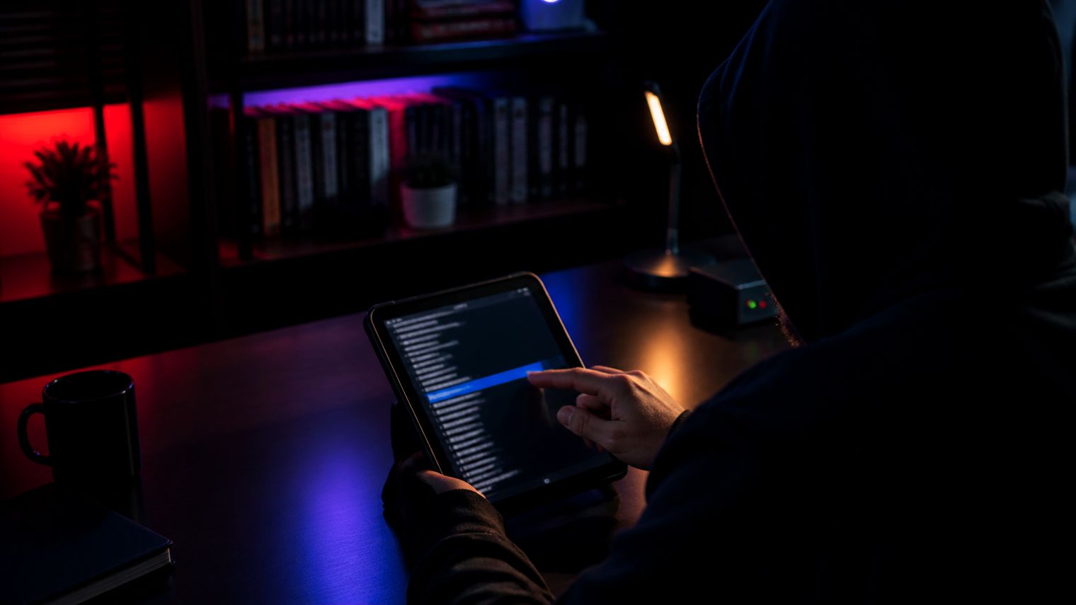person navigating .onion links on a tablet